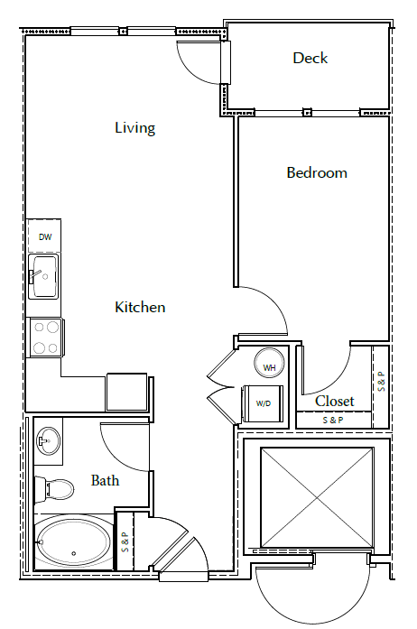 The Vaughn 2D Floor Plan - 1x1 A